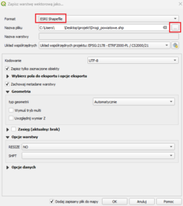 Zapis nowej warstwy w QGIS