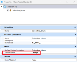 Volume Option OpenRoads Designer